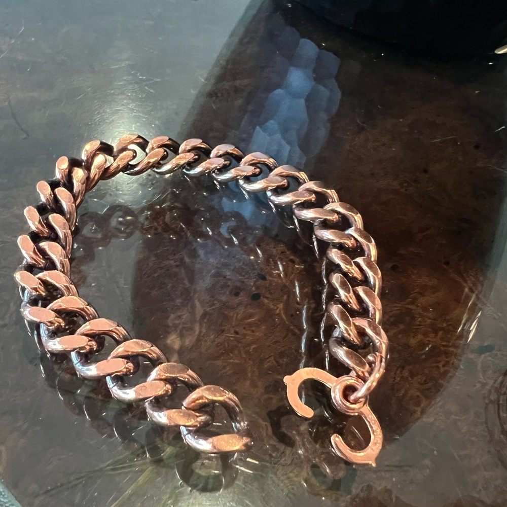 Solid Copper Cuban Curb Link Men's Bracelet - Picture 2 of 5